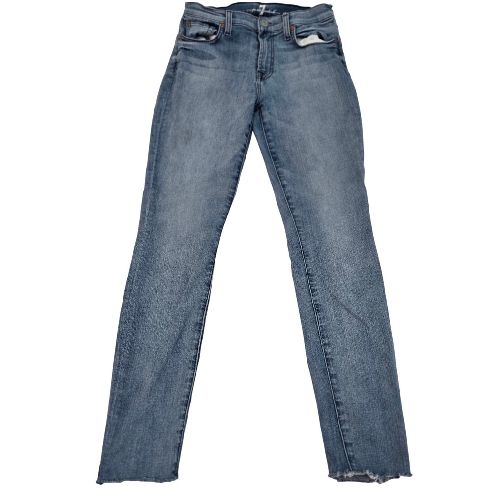 7 For All Mankind Gwenevere High Waist Raw‎ Hem Skinny Jeans Womens Size 27 Y2K